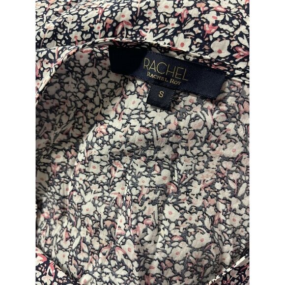 Rachel Roy Small Floral Blouse V Neck Ruffled Slv - Picture 9 of 10